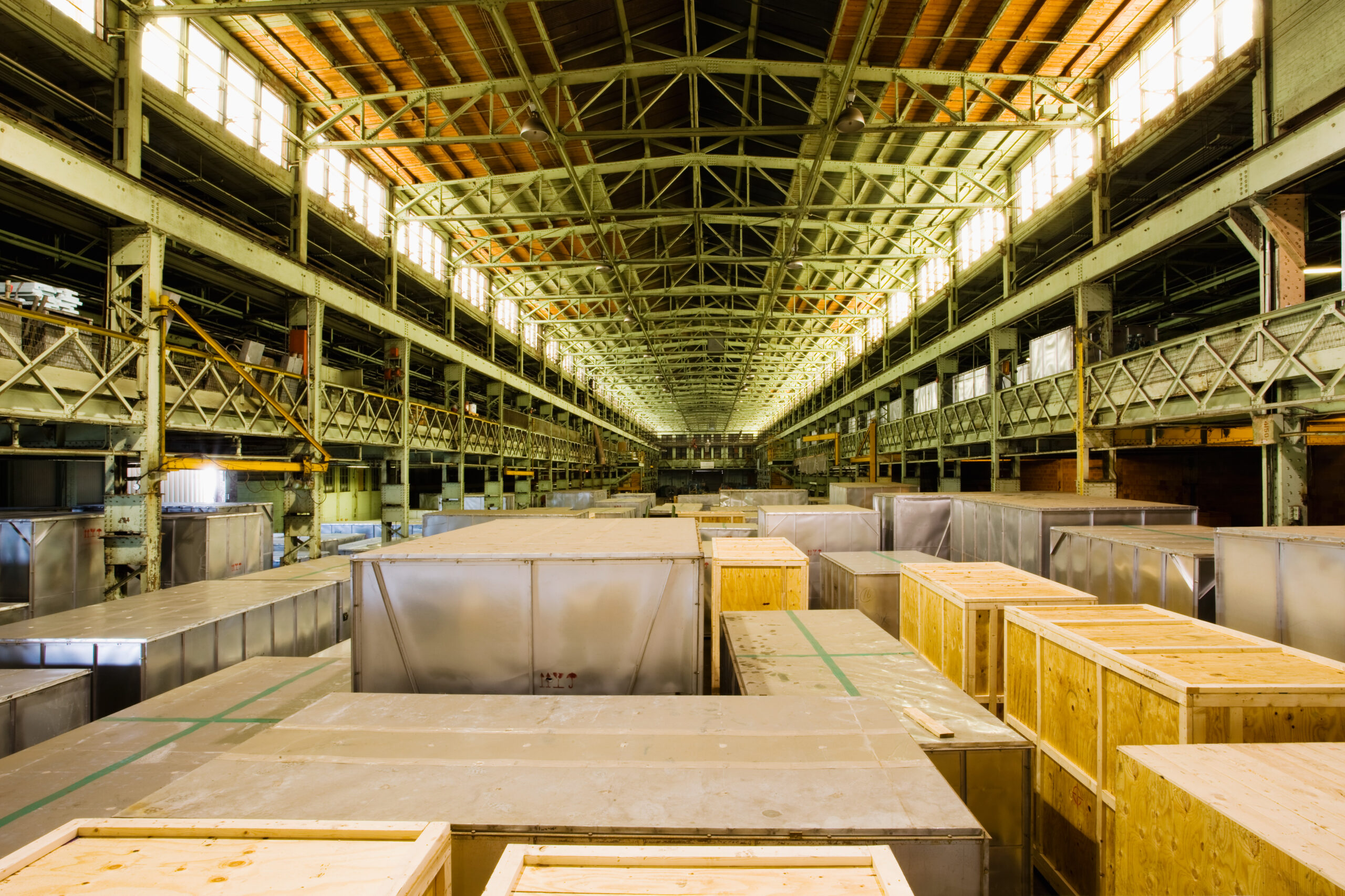 Wooden crates in a warehouse